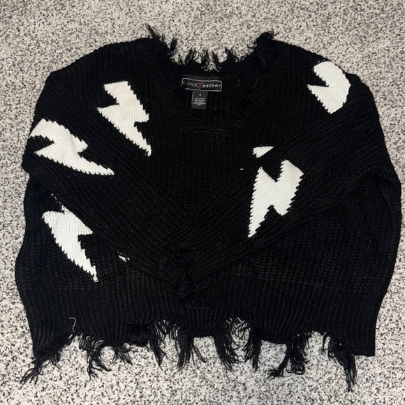 poly & esther Sweaters - Black & white lighting sweater